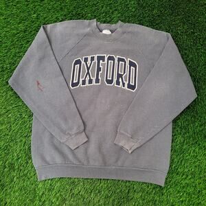 Vintage 90s Oxford University Sweatshirt Womens XL 23x24 Boxy Gray
